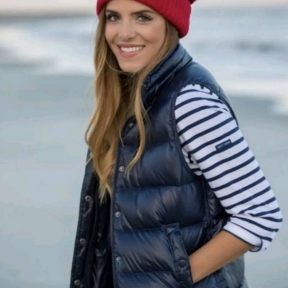 J. Crew Women's Shiny Puffer Down Vest Size Medium Navy Blue NWOT
